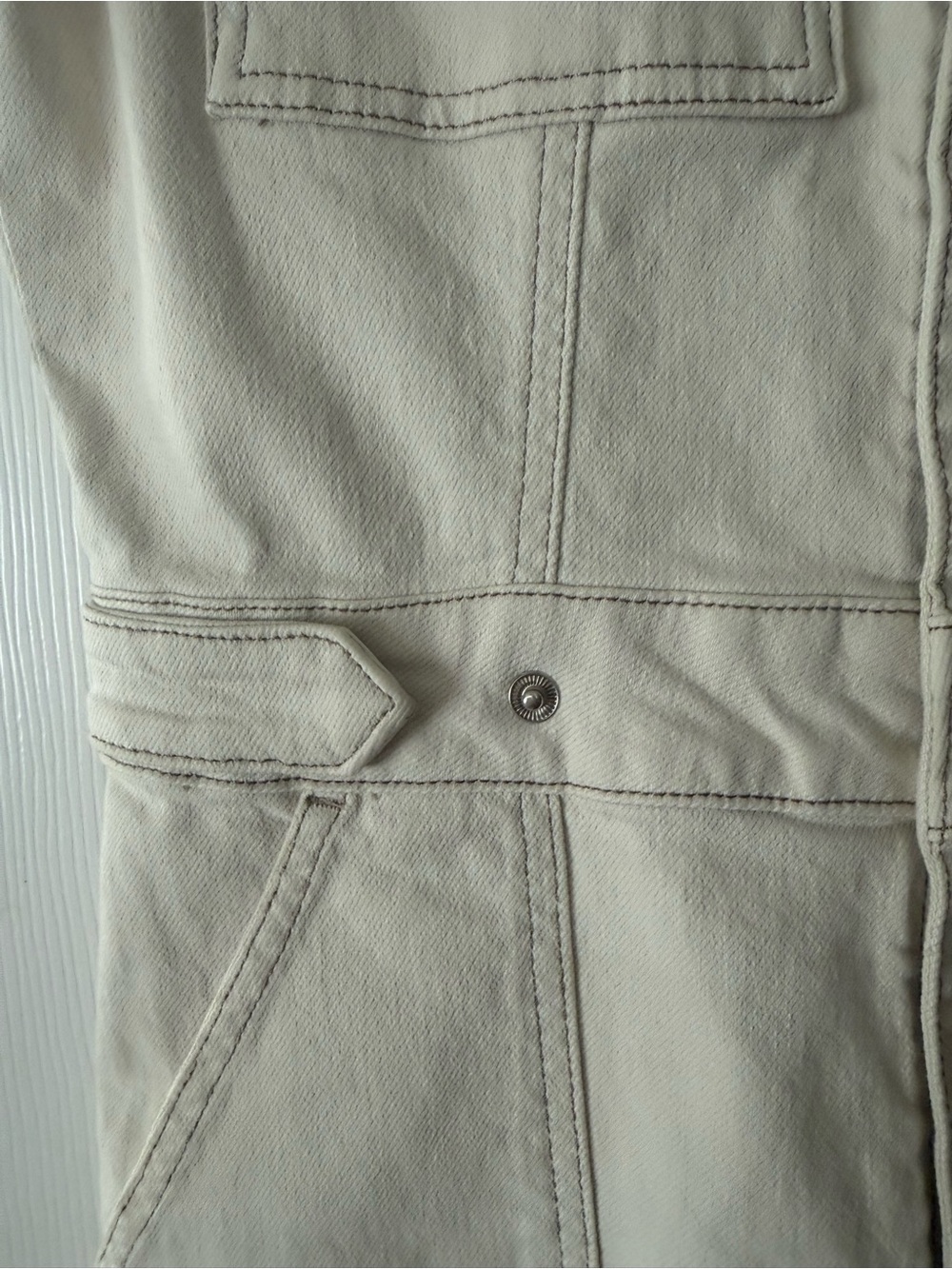 Good American Cream Short-Sleeve Denim Jumpsuit - Picture 4 of 5